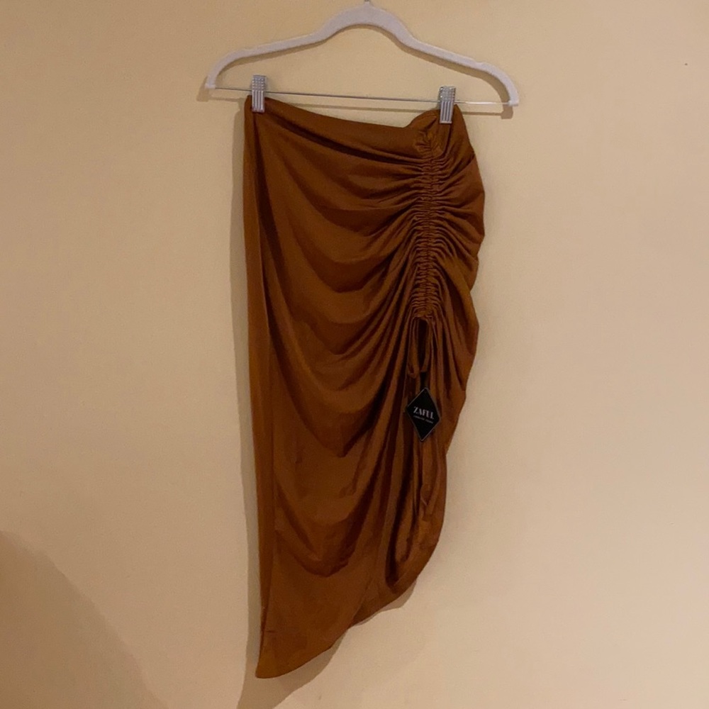 Zaful Burnt Orange Asymmetrical Skirt